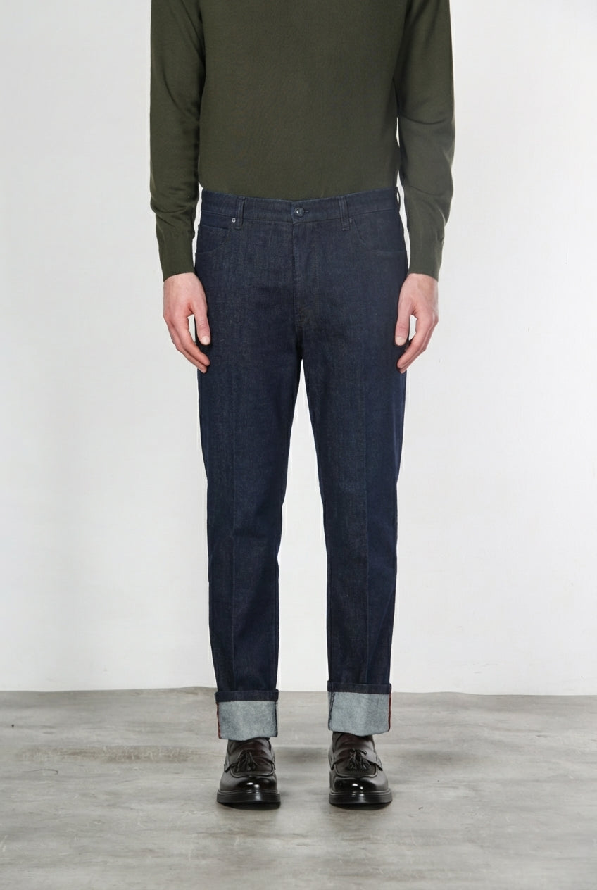 Harris men’s 5-pocket pants in techno stretch denim with carrot fit
