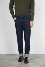 Harris men’s 5-pocket pants in techno stretch denim with carrot fit
