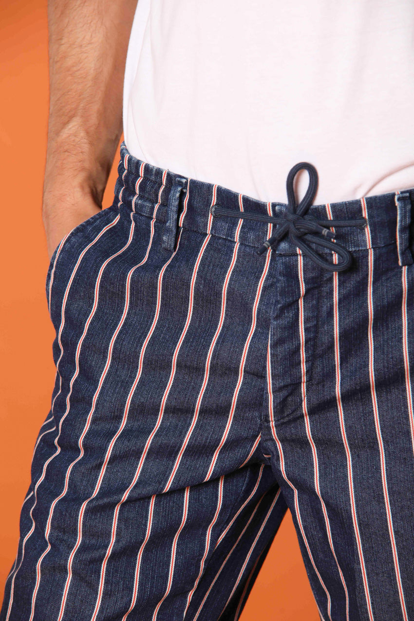 Milano Jogger bermuda chino uomo in denim a righe rosse slim fit