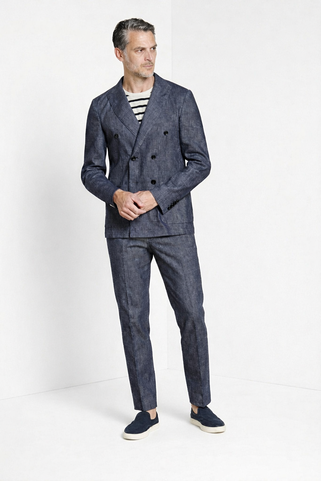Summer men's Jacket blazer double-breasted in denim