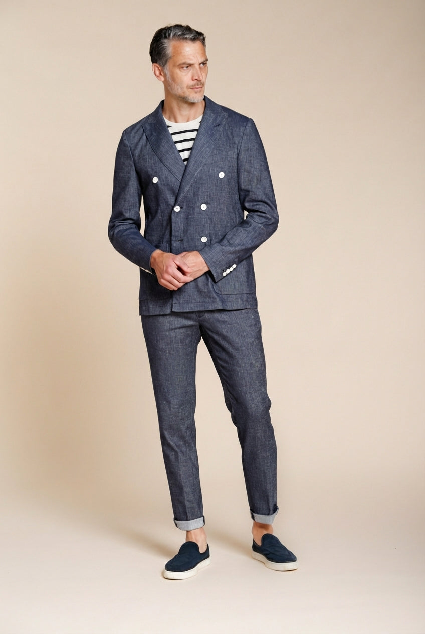 Summer blazer veste homme croisé en denim
