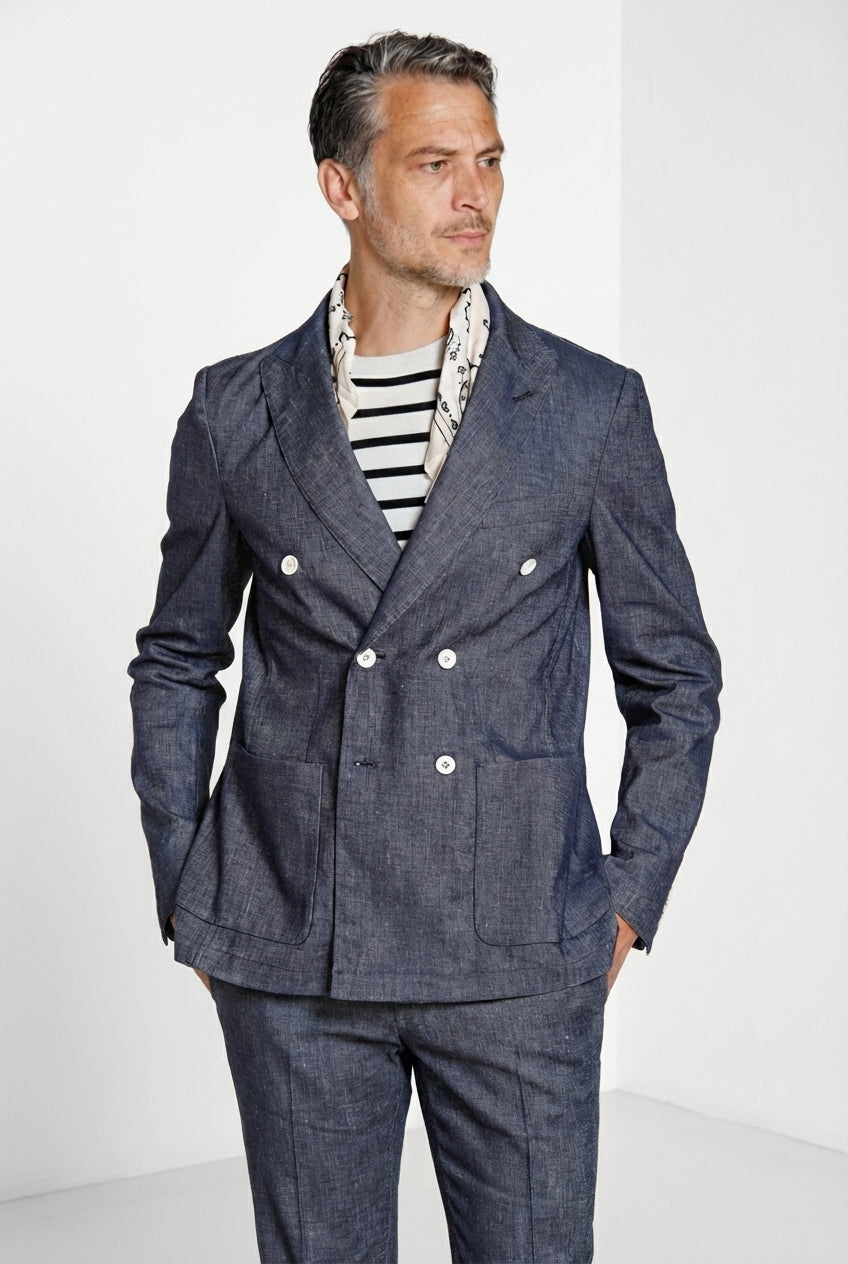 Summer Jacket blazer uomo doppiopetto in denim