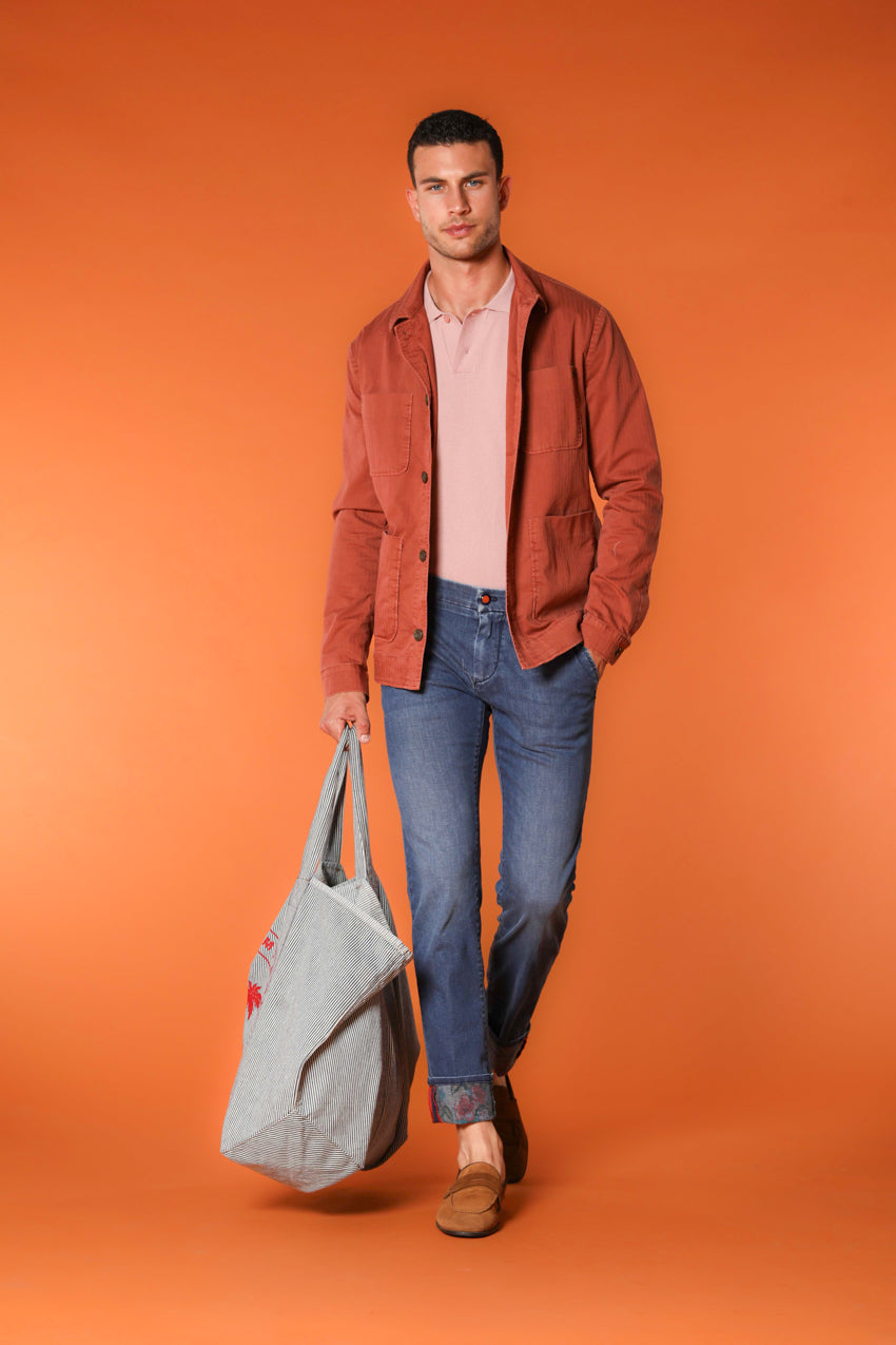 Milano Under 5 Tasche chino uomo in denim con stampa interna floreale slim fit