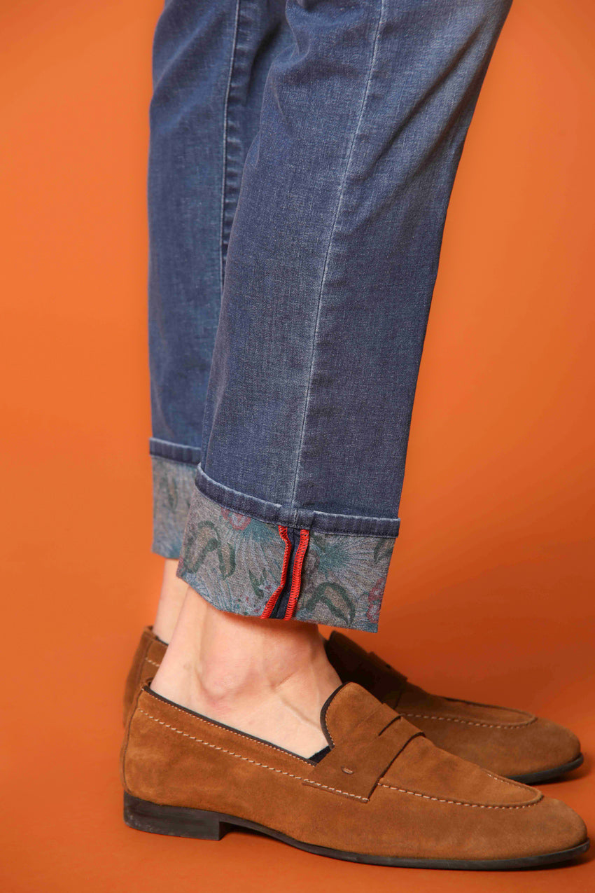 Milano Under 5 Tasche chino uomo in denim con stampa interna floreale slim fit