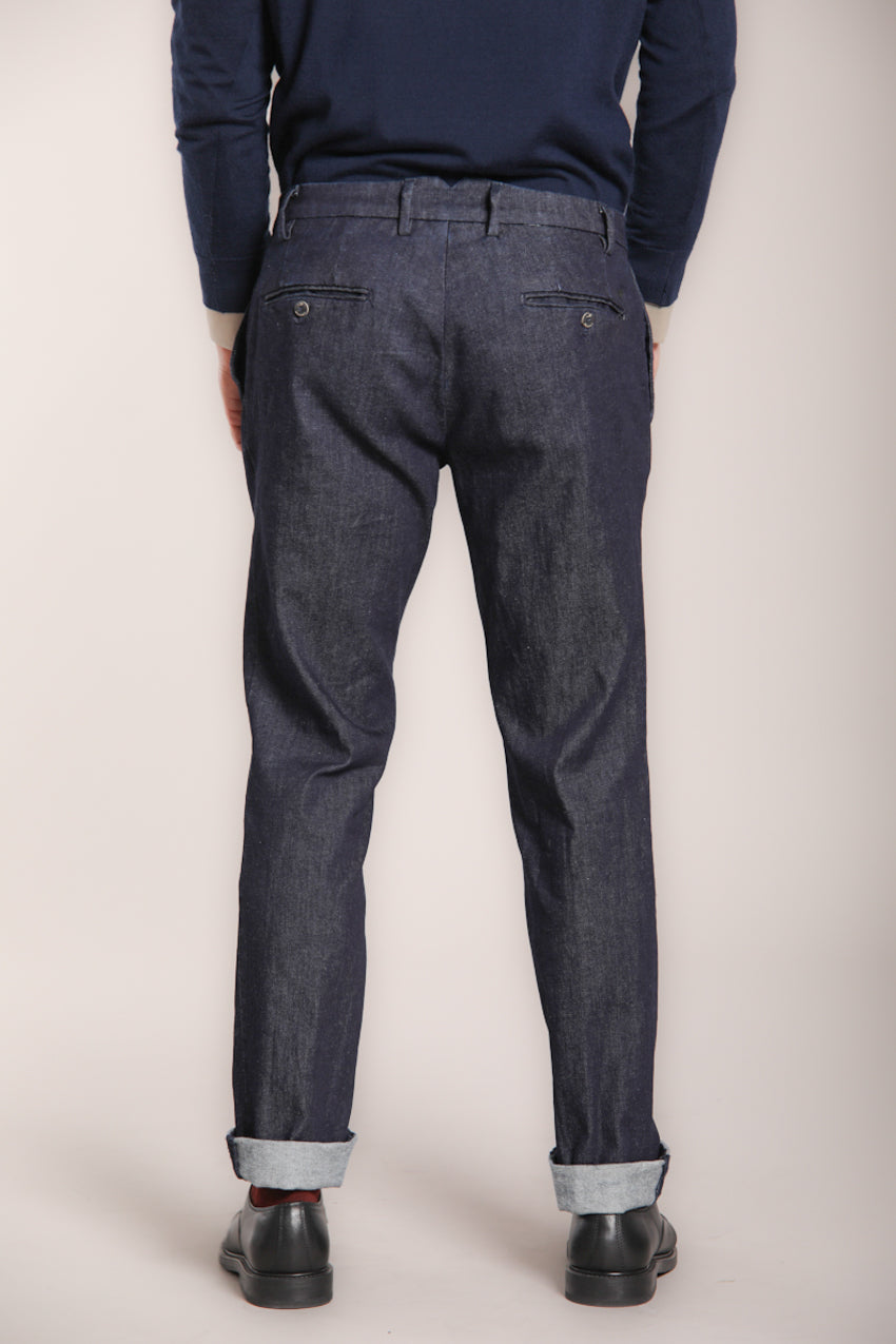 Foto 4 New York Time 1 Pinces pantalone chino uomo in denim stretch regular fit