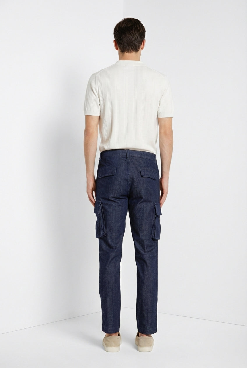 Chile pantalone cargo uomo in denim regular fit