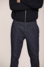 Foto 3 New York 2 Pinces pantalone chino uomo in denim stretch regular fit