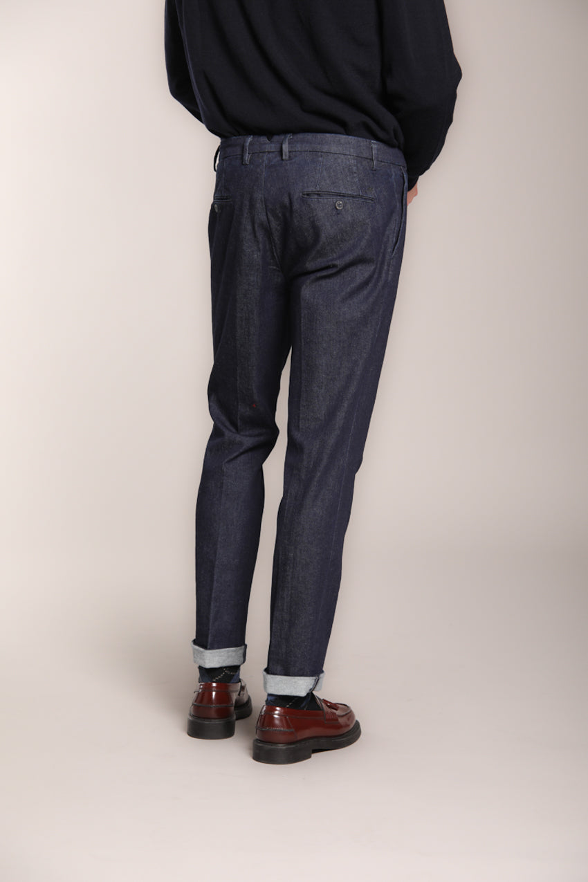 Foto 6 New York 2 Pinces pantalone chino uomo in denim stretch regular fit