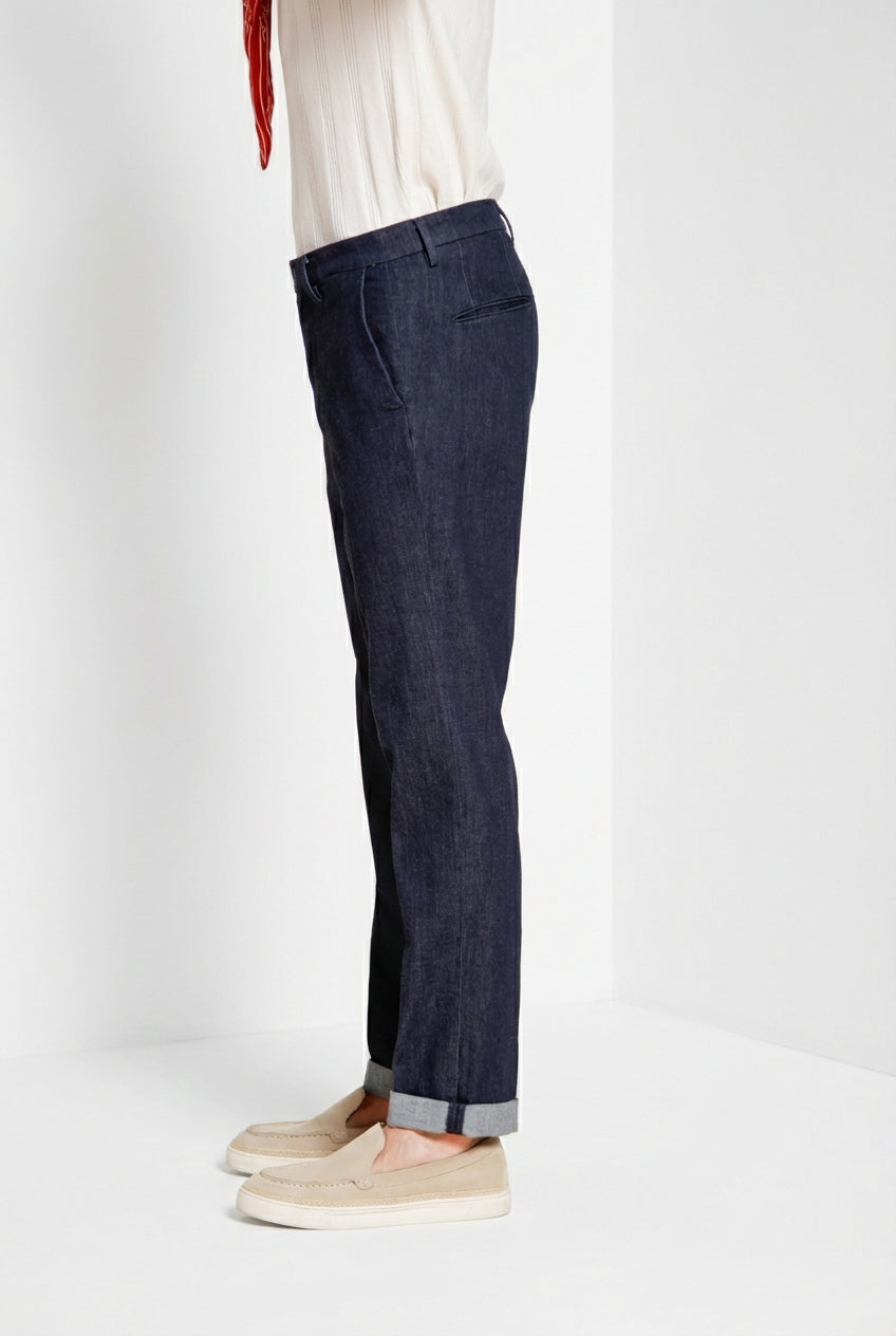 Boston pantalone chino uomo in denim relaxed fit