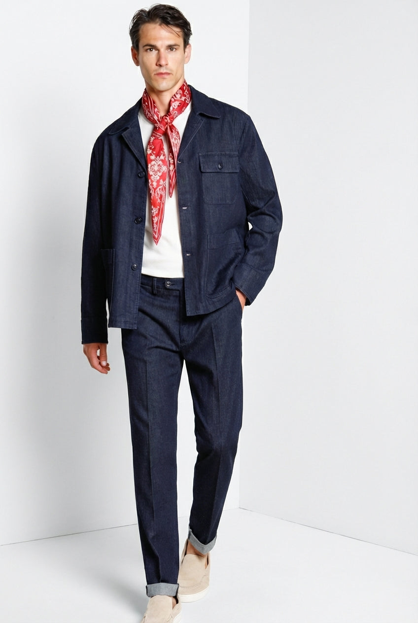 Boston pantalone chino uomo in denim relaxed fit