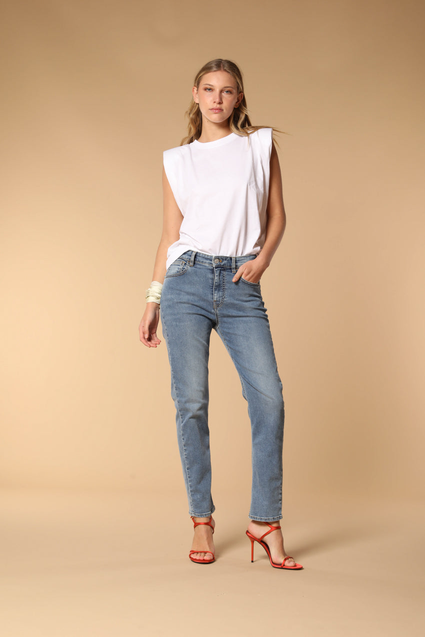 Agnes 5-pocket women's Pants in blue stretch denim regular fit