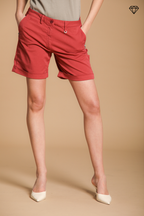 Jaqueline Damen Bermuda Chino in Gabardine mit Nieten slim fit ①