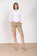 New York women's chino bermuda stretch satin slim fit