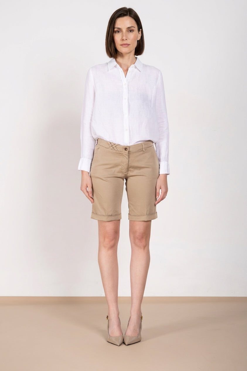 New York women's chino bermuda stretch satin slim fit