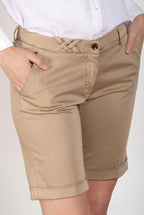 New York women's chino bermuda stretch satin slim fit