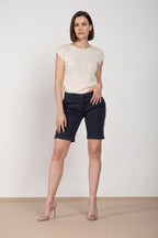 New York Bermuda Chino Damen aus Stretch-Satin slim fit