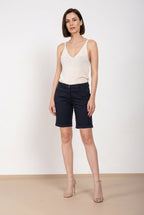 New York Bermuda Chino Damen aus Stretch-Satin slim fit