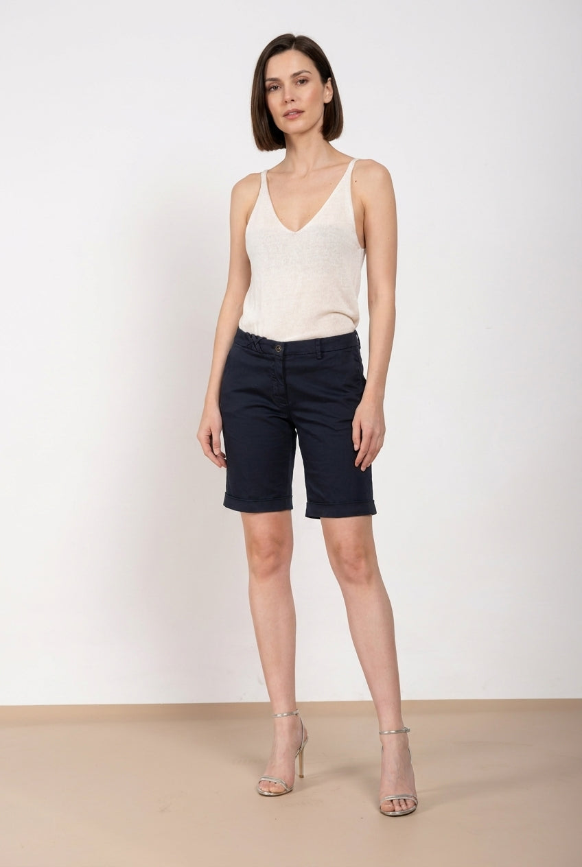 New York women's chino bermuda in stretch satin slim fit