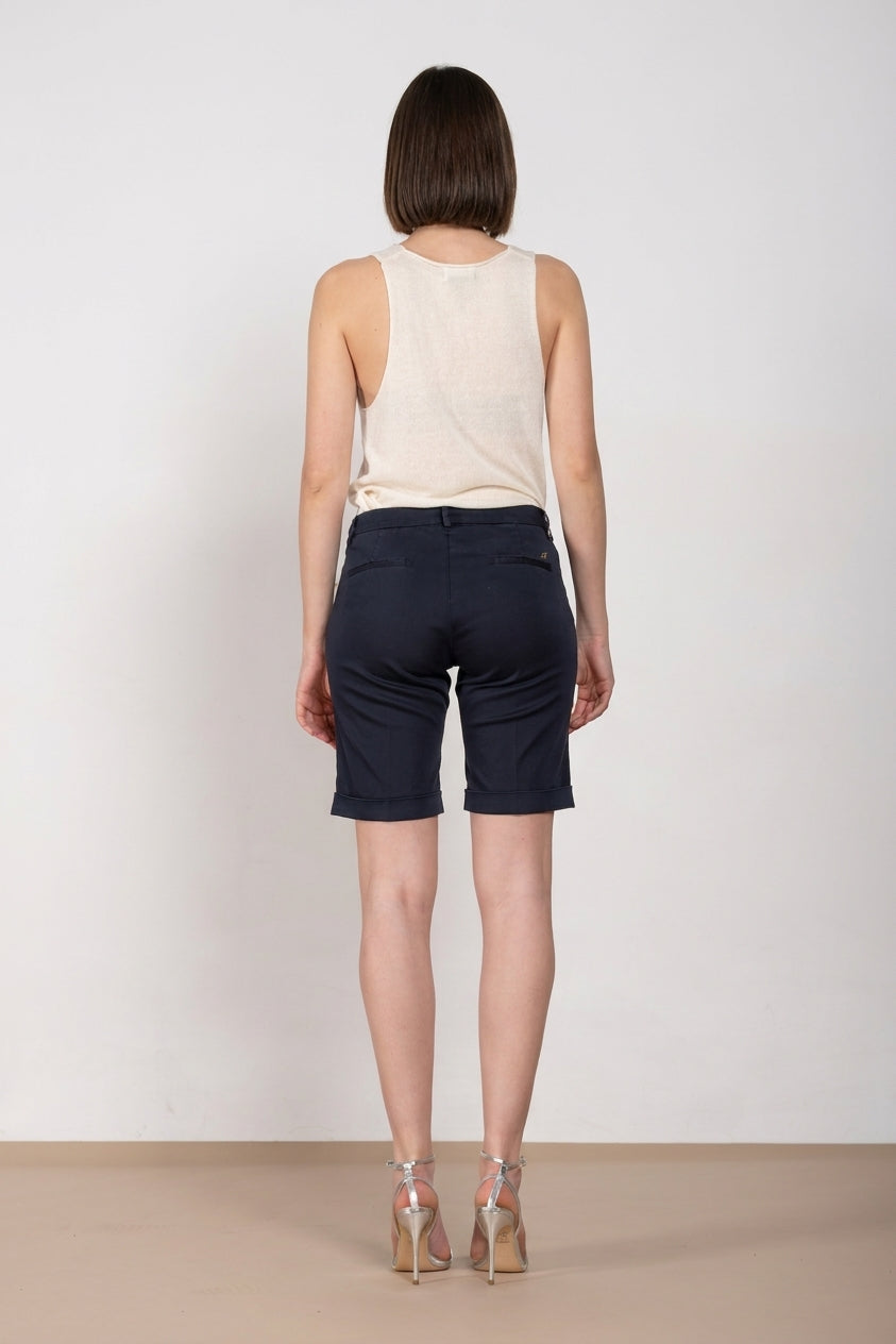 New York Bermuda Chino Damen aus Stretch-Satin slim fit