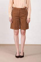 Brigitte bermuda chino donna in cotone e lino fiammato relaxed fit