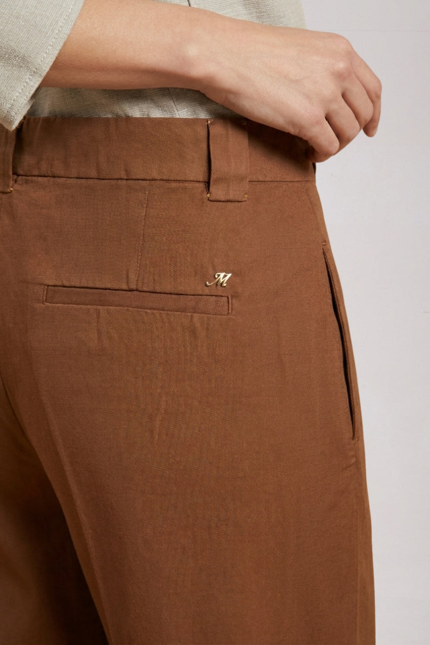 Brigitte bermuda chino donna in cotone e lino fiammato relaxed fit