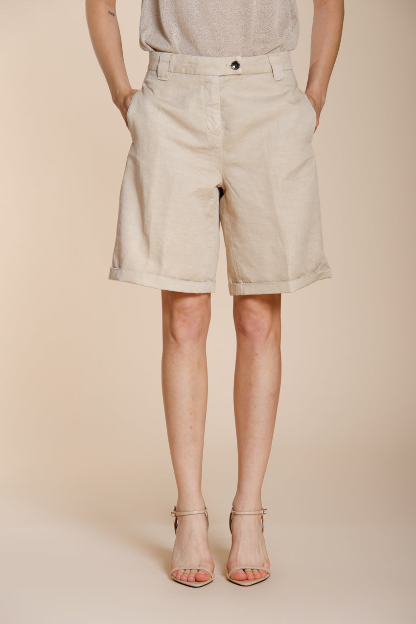 Brigitte women's chino bermuda in slub cotton and linen relaxed fit