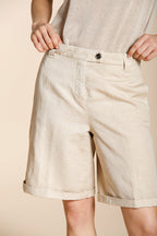 Brigitte bermuda chino donna in cotone e lino fiammato relaxed fit