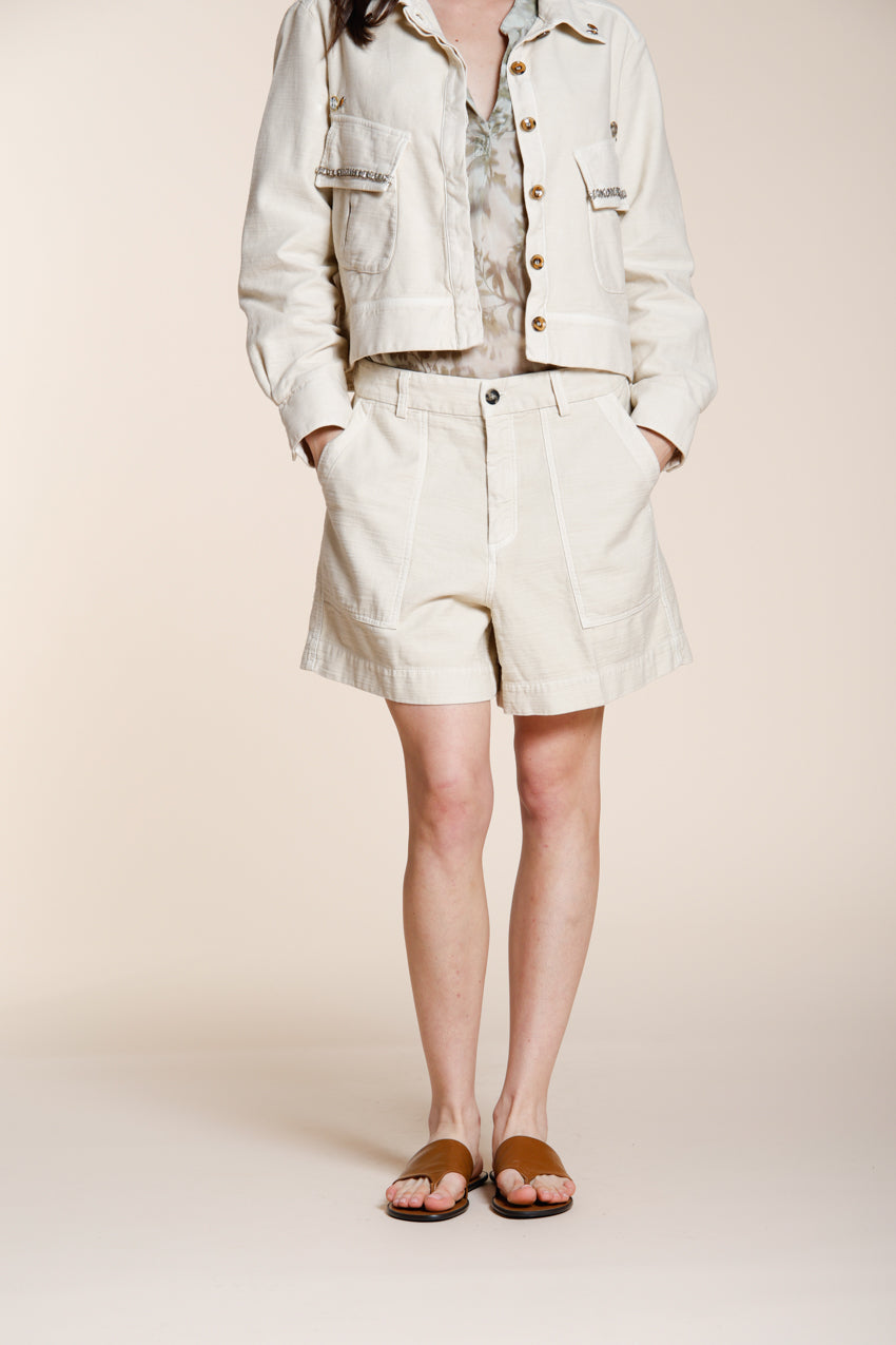 Dallas bermuda cargo donna in cotone fiammato relaxed fit