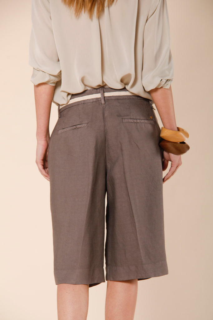 image 3 of woman's chino bermuda in tencel and linen  new york straight model in brownish regular fit by mason's 