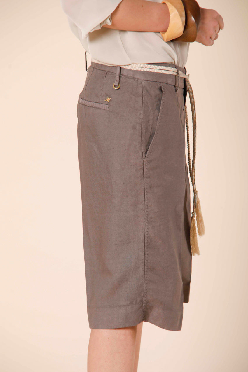 image 2 of woman's chino bermuda in tencel and linen  new york straight model in brownish regular fit by mason's