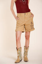 Baltimora women's cargo bermuda in slub panama relaxed fit