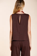 Nhabi Bluse Damen ärmellos aus Canvas Leinen und Viskose Mischung