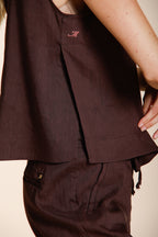 Nhabi Bluse Damen ärmellos aus Canvas Leinen und Viskose Mischung