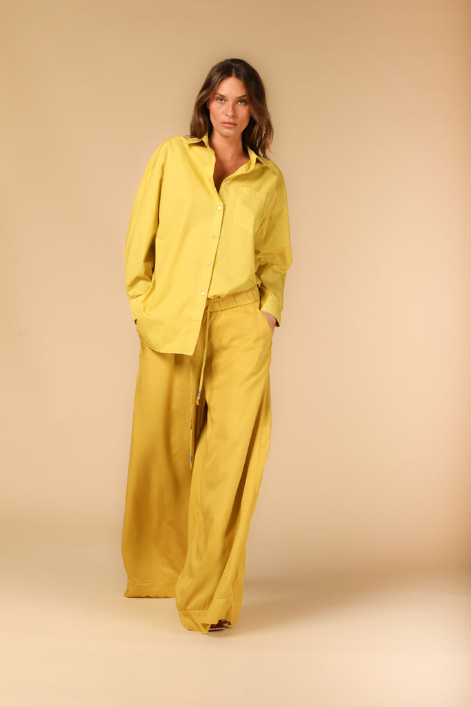Image 2 of women's Lauren shirt in yellow, oversized fit by Mason's