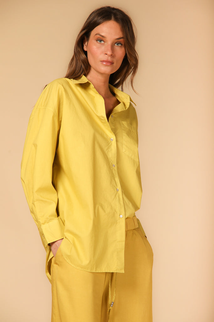 Image 3 of women's Lauren shirt in yellow, oversized fit by Mason's