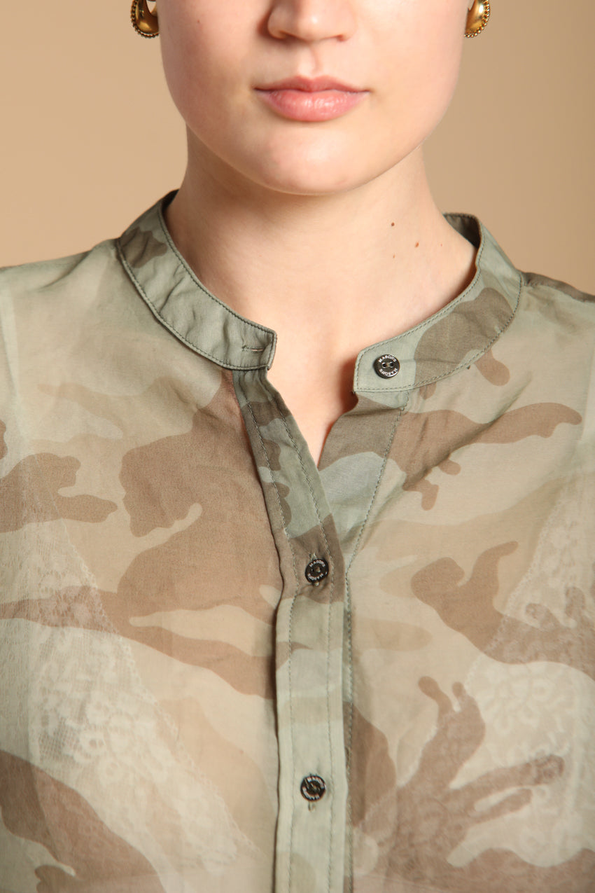 Delhi chemise femme à manches longues en mousseline avec imprimé camouflage