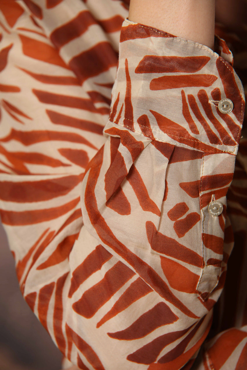 Delhi chemise femme à manches longues en mousseline avec imprimé géométrique