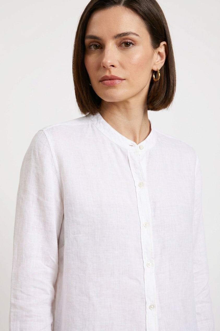 Delhi Hemd Damen Langarm aus Leinen-Canvas