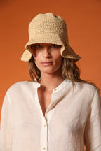 Delhi chemise femme à manches longues en ramie avec col mao