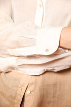 Delhi chemise femme à manches longues en ramie avec col mao