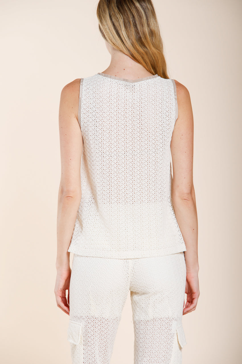 Karina women's sleeveless shirt in crochet knit