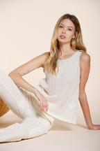 Karina women's sleeveless shirt in crochet knit