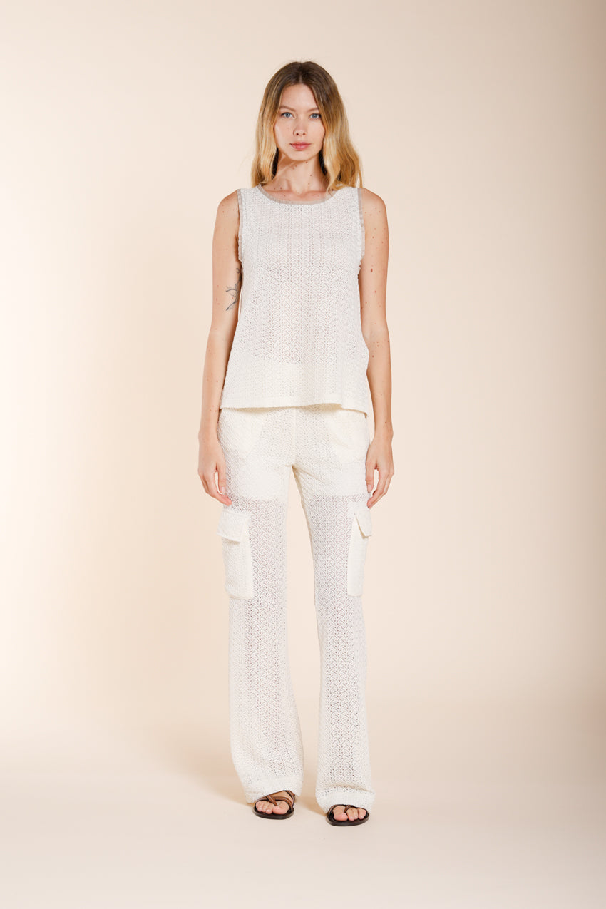 Karina women's sleeveless shirt in crochet knit