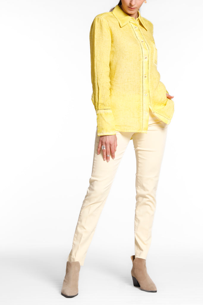 Nicole Patch woman long sleeves shirt in linen icon washing