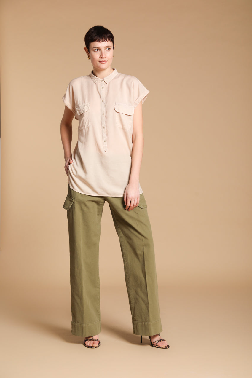 Casta Damenbluse aus Tencel mit kurzen Ärmeln