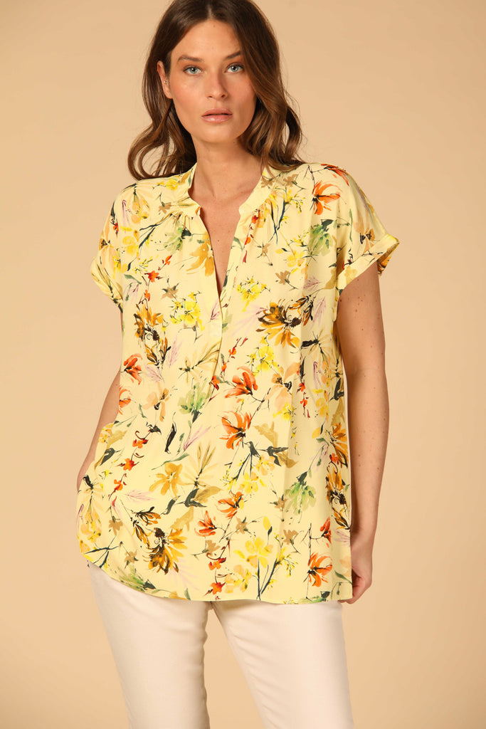 image 2 of women's shirt pattern Adele MM color yellow flower pattern