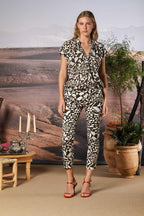 Adele MM chemise femme à manches courtes en tencel avec imprimé géométrique