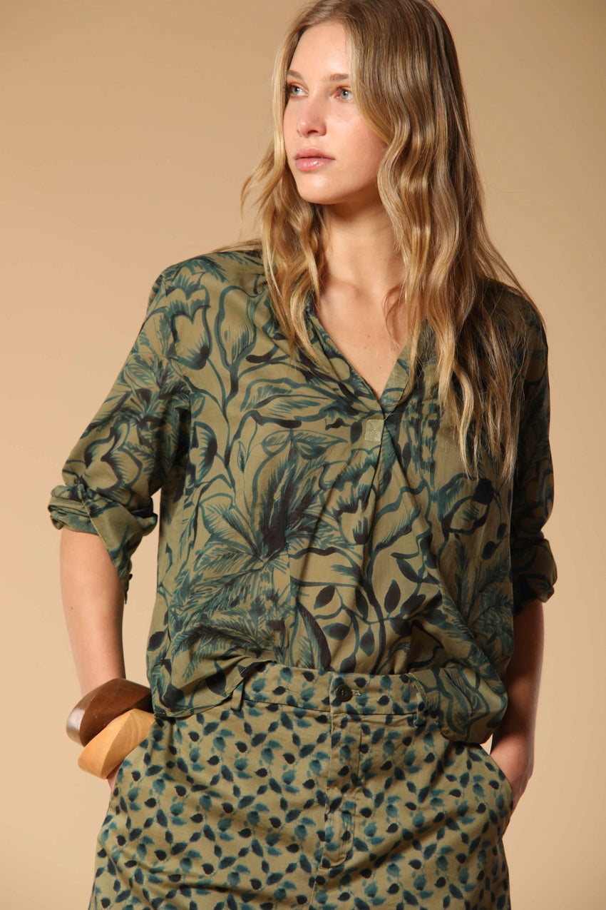 Adele women's shirt in cotton voile with floral print