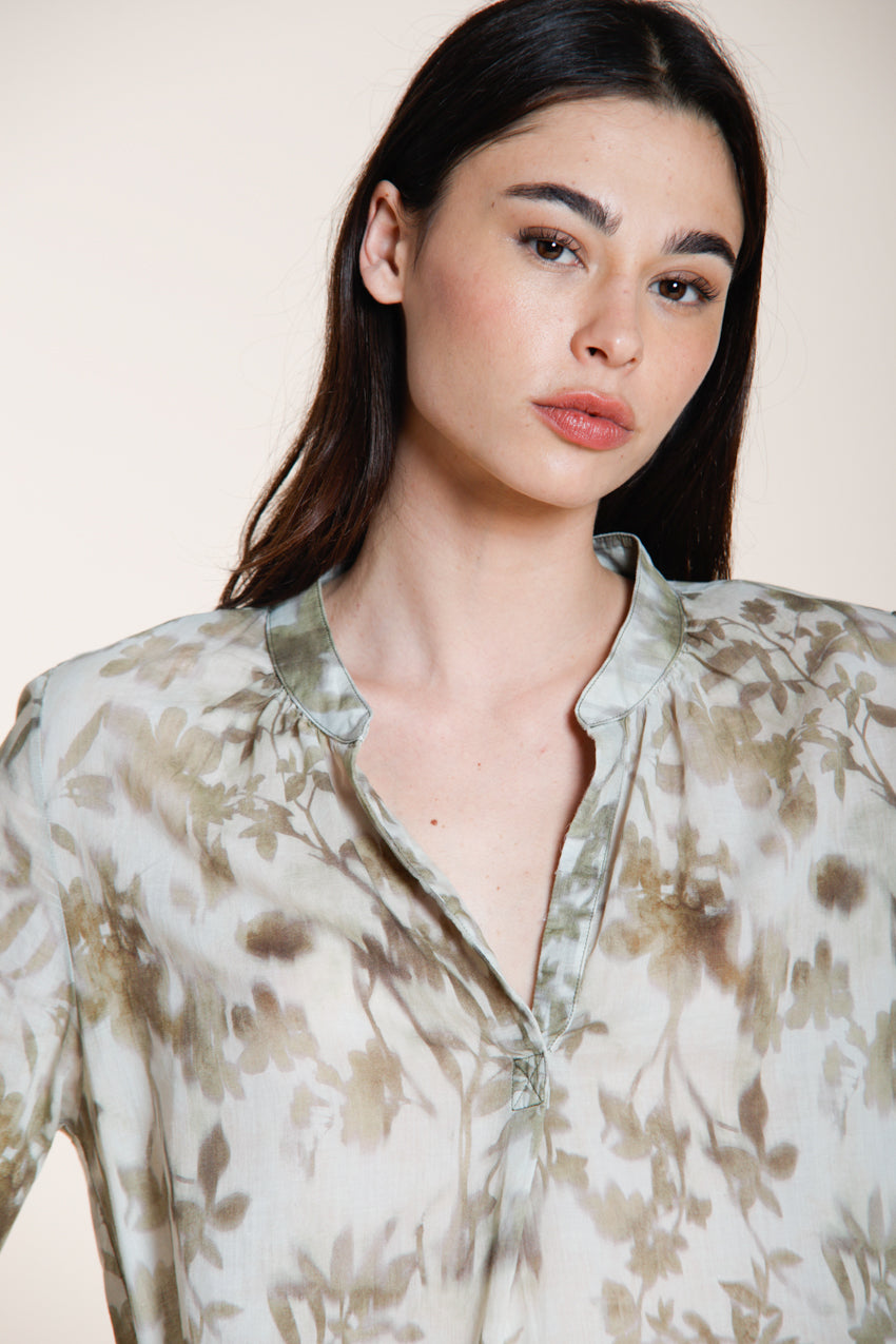 Adele camicia donna a manica lunga in mussola di cotone fantasia a fiori