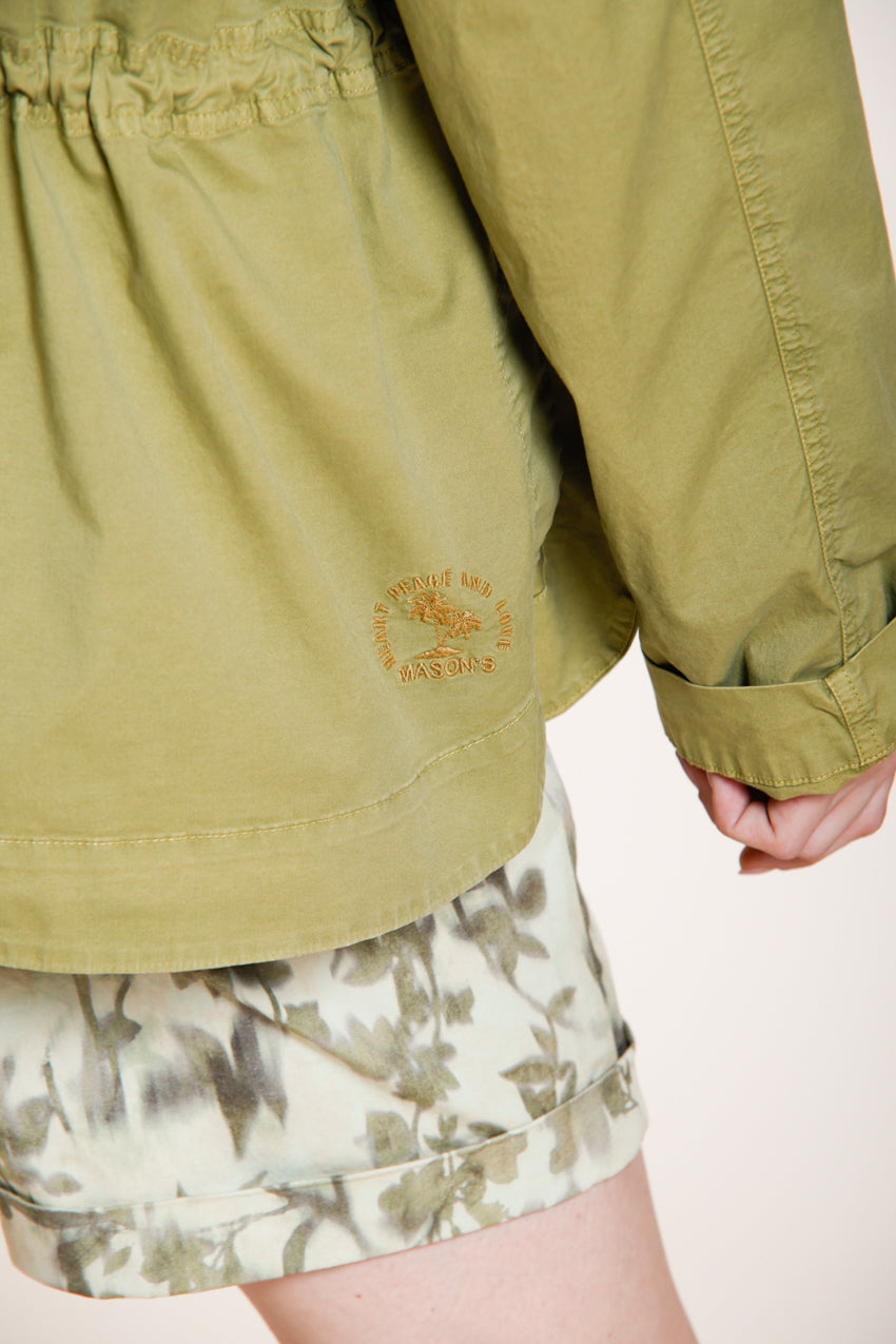 Florence New giacca donna in twill leggero stretch ricamo fiori